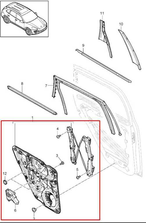 2011-2018 Porsche Cayenne S Rear Left Door Window Regulator w/ Carrier and Motor1