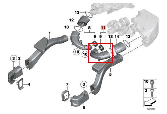 2010-2015 BMW 750Li xDrive 4.4L AWD Air Intake Rear Left Side Upper Outlet Duct - Alshned Auto Parts