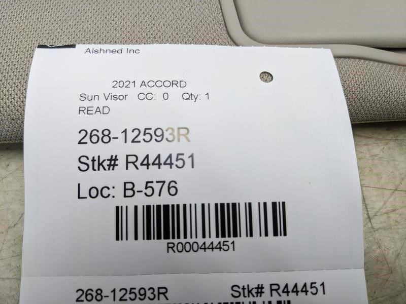 2018-2021 Honda Accord Right Sun Visor w/ Illuminated Mirror 83230-TVA-A01ZC OEM