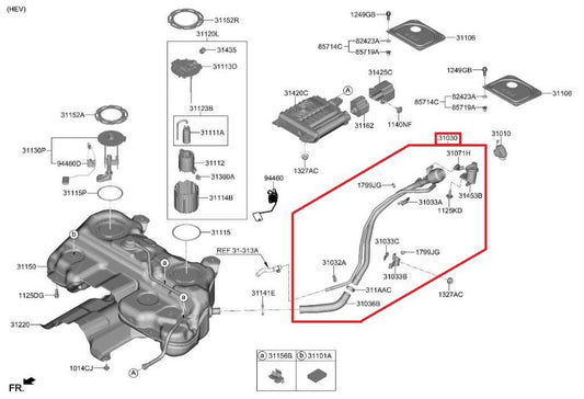 2023-2025 Kia Sportage Hybrid EX 1.6L Fuel Filler Neck Hose Tube Pipe 31030CH800 - Alshned Auto Parts