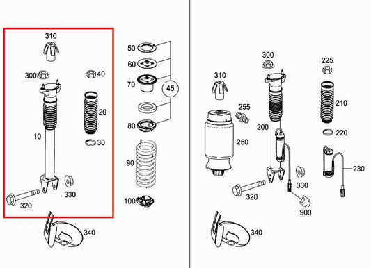 12-15 Mercedes-Benz ML350 3.5L RWD Rear Right or Left Side Shock Strut Absorber - Alshned Auto Parts
