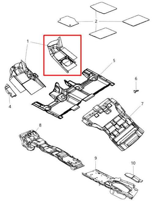 16-21 Jeep Grand Cherokee Overland Front RH Side Interior Floor Carpet Liner Mat - Alshned Auto Parts