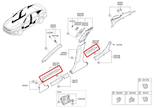 16-20 Kia Optima LX Front and Rear Right and Left Door Sill Scuff Plate Set of 4 - Alshned Auto Parts