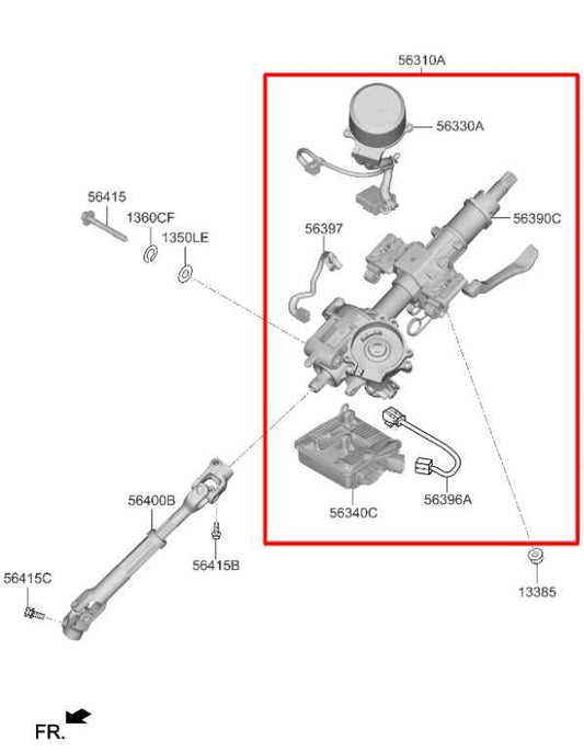 2019-2021 Kia Forte LXS 2.0L FWD Steering Column Assembly 56300M6000 OEM - Alshned Auto Parts