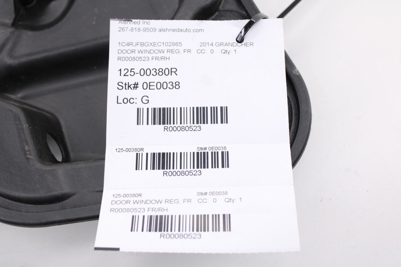 11-22 Jeep Grand Cherokee Limited Front Right Door Window Regulator w/ Carrier - Alshned Auto Parts