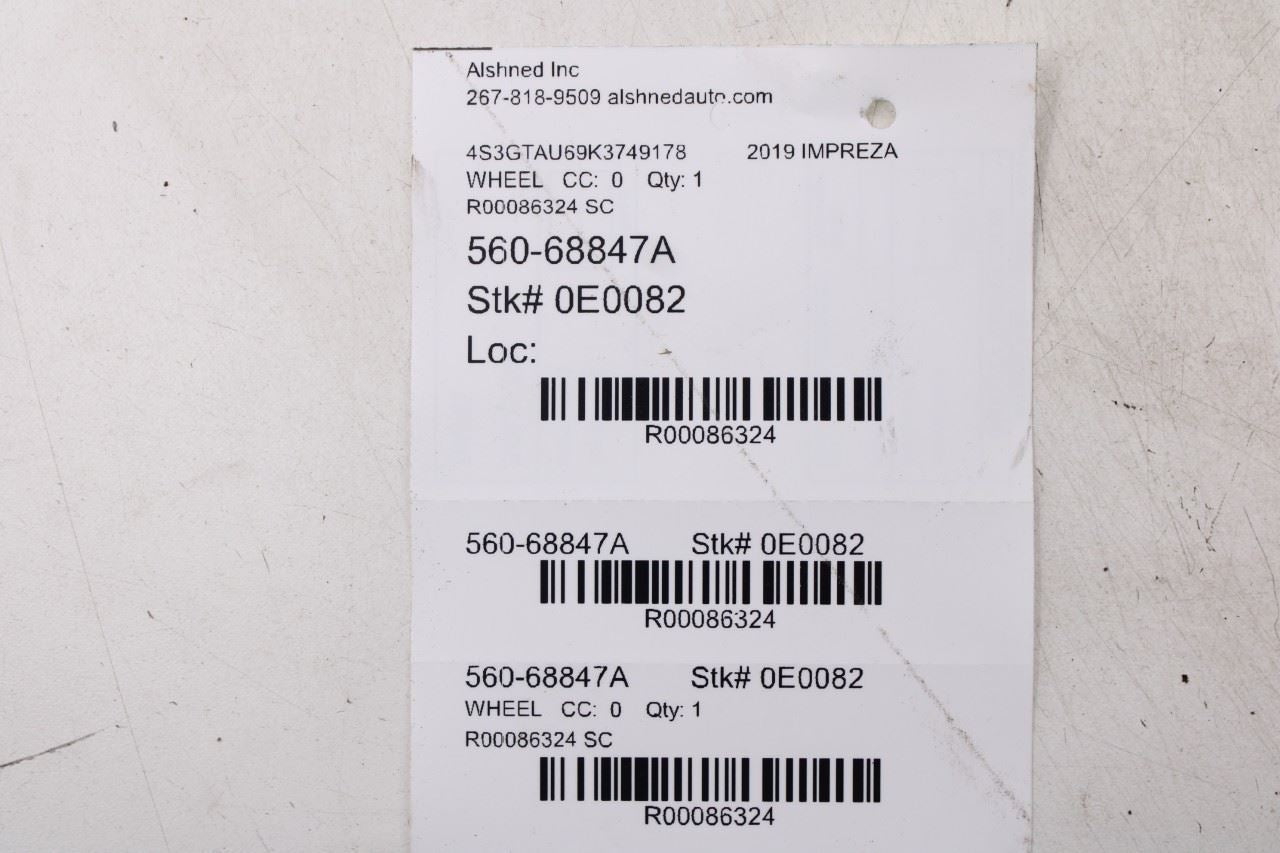 17-19 Subaru Impreza 2.0I Limited Aluminum Wheel R17x7J 5 V spoke 28111FL14A OEM - Alshned Auto Parts