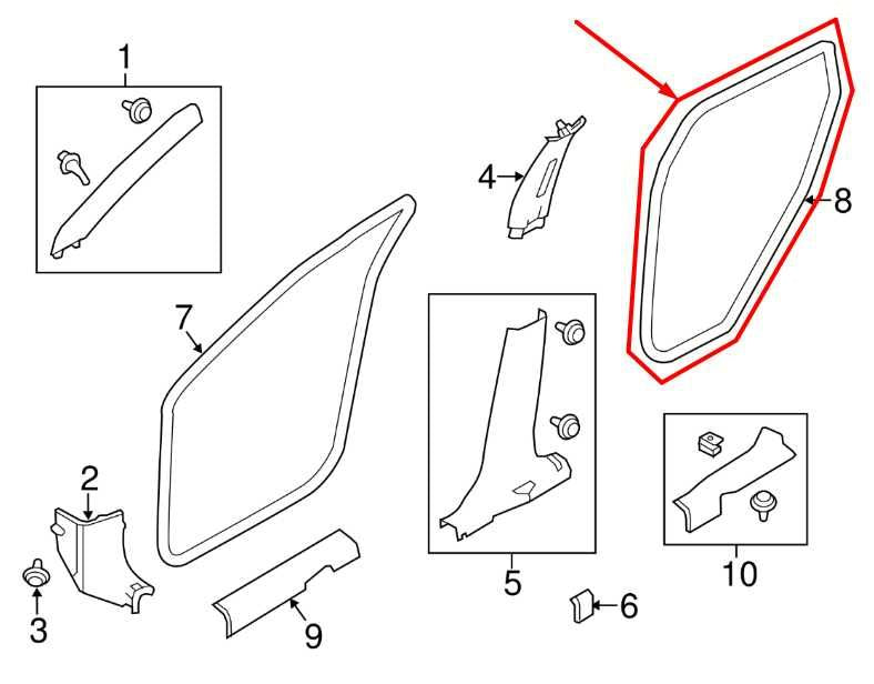 2014-2020 Nissan Rogue SV Rear Right Door Weatherstrip On Body 76923-7FL0A OEM - Alshned Auto Parts