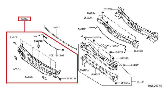 2014-20 Infiniti QX60 Front Windshield Cowl Vent Grille Cover Panel 66862-9NA0A - Alshned Auto Parts