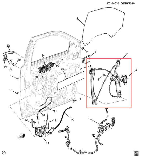 2019-24 Chevrolet Silverado LT-L Front Right Side Door Window Regulator w/ Motor - Alshned Auto Parts