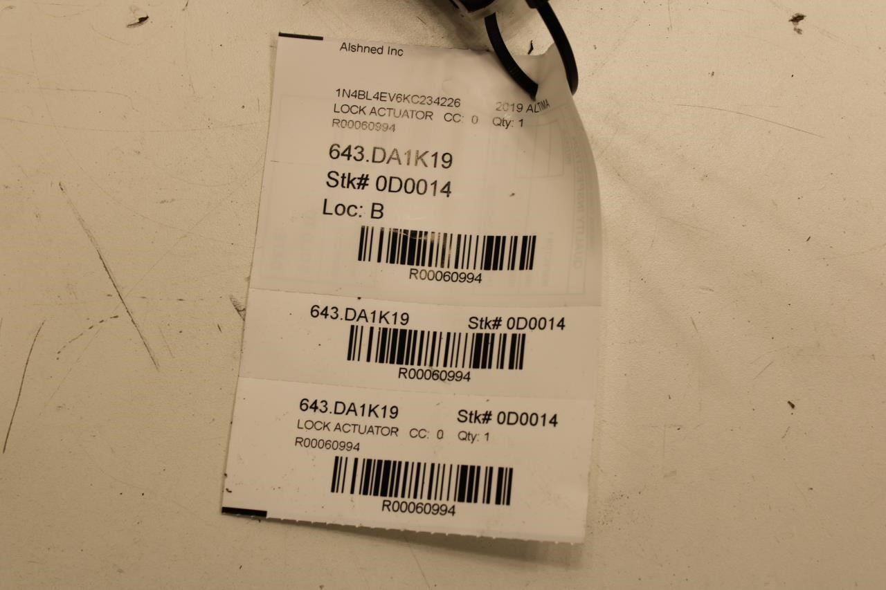 2018-2024 Nissan Altima SL Rear RH Side Door Lock Latch Actuator 82500-6CA0B OEM - Alshned Auto Parts