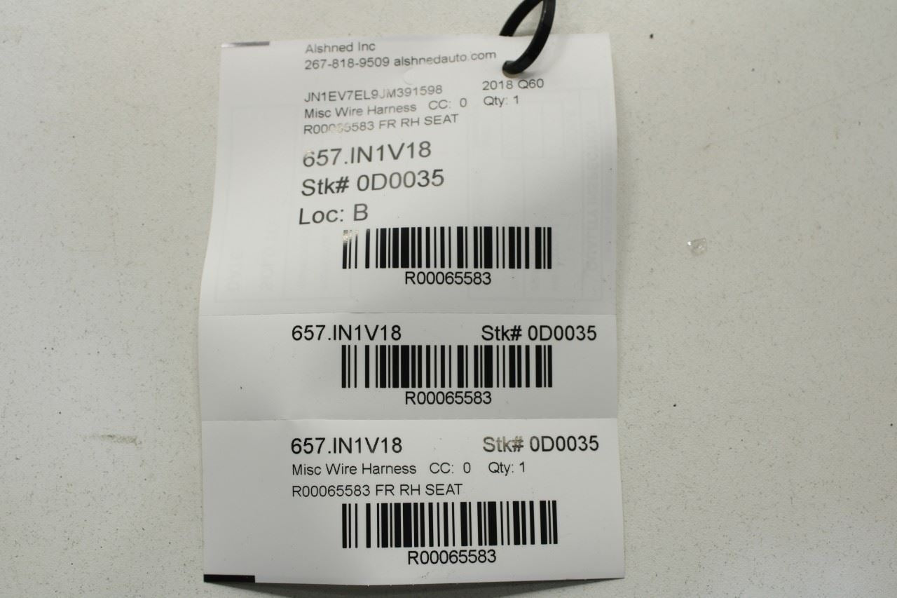 2017-2022 Infiniti Q60 Luxe Front Right Passenger Seat Floor Wire Harness Cut - Alshned Auto Parts