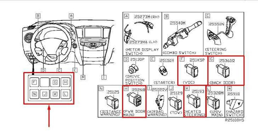 2013-2020 Nissan Pathfinder Left Lower Dash Switches Assembly 25268-3KA0A OEM - Alshned Auto Parts