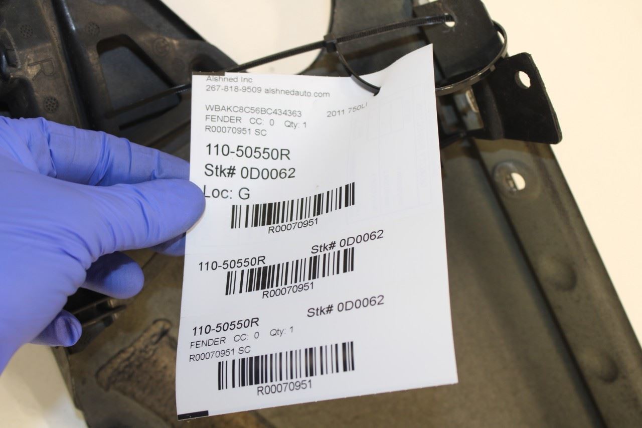 2010-2015 BMW 750Li xDrive Front Right Passenger Side Fender Panel 41007261462 - Alshned Auto Parts