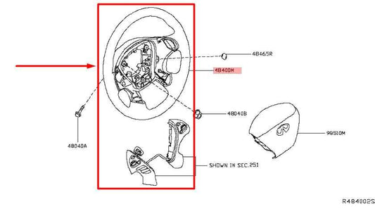 13-18 Nissan Pathfinder Steering Wheel Leather w/ Control Buttons 484303KG4A OEM - Alshned Auto Parts