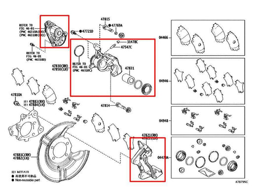 2020-24 Toyota Corolla LE 2.0L FWD Rear Left Side Brake Disc Caliper 47850-02340 - Alshned Auto Parts