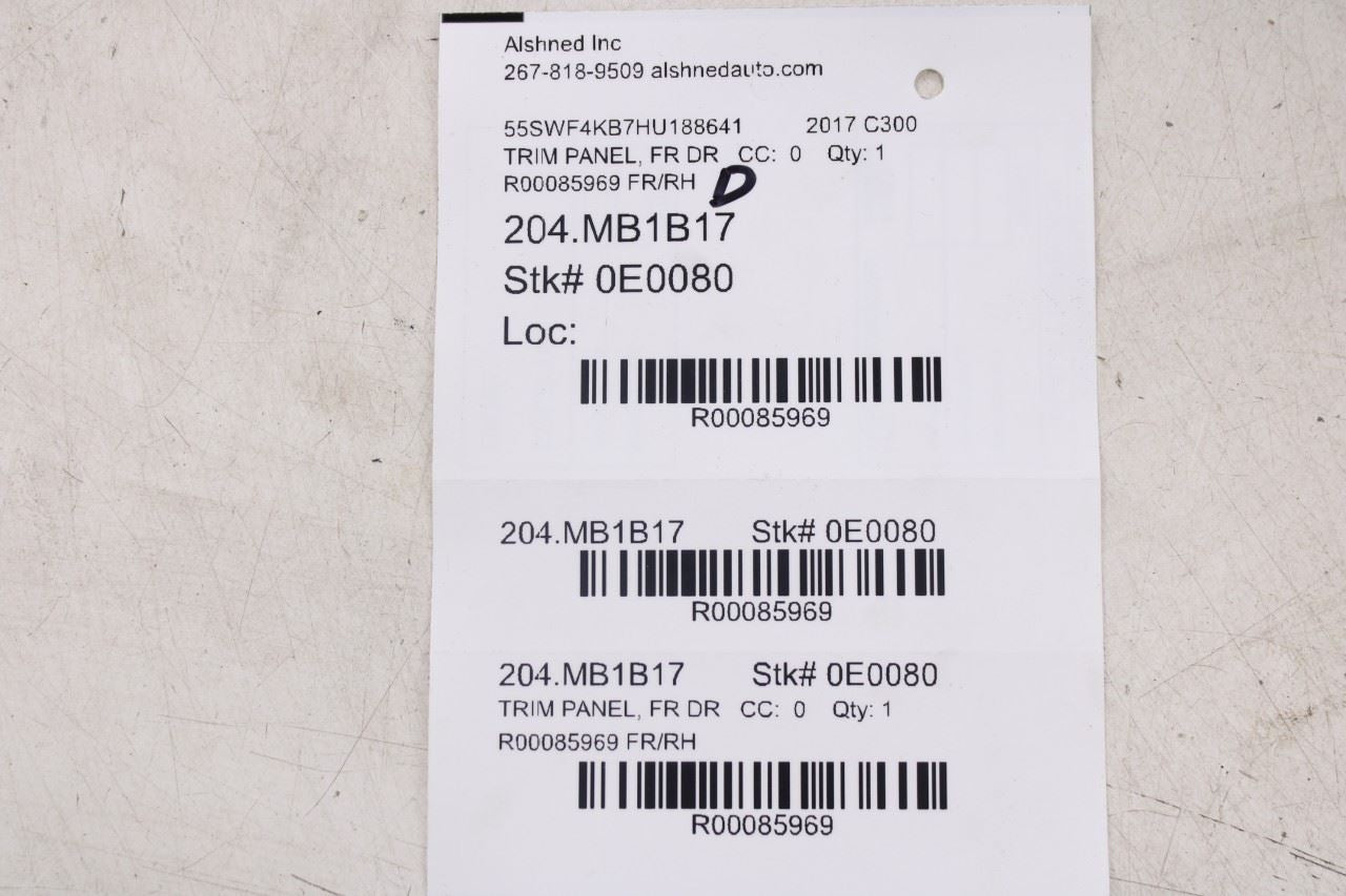 17-21 Mercedes-Benz C300 4Matic Front Right Door Trim Panel 20572048279H15 *ReaD - Alshned Auto Parts