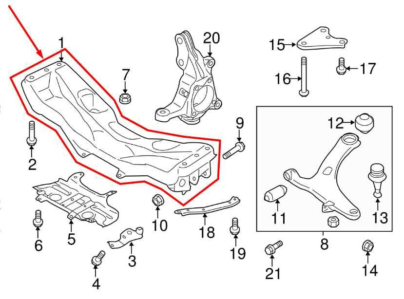 15-21 Subaru WRX Premium 2L AWD Front Suspension Crossmember Subframe 20101VA010 - Alshned Auto Parts