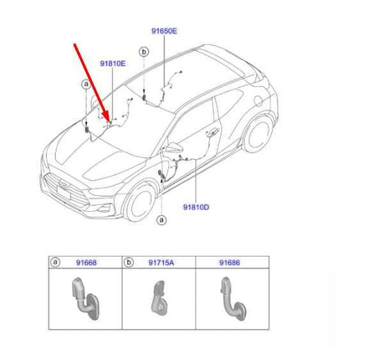 2019-2021 Hyundai Veloster Front Right Side Door Wire Harness 91610-J3170 OEM - Alshned Auto Parts