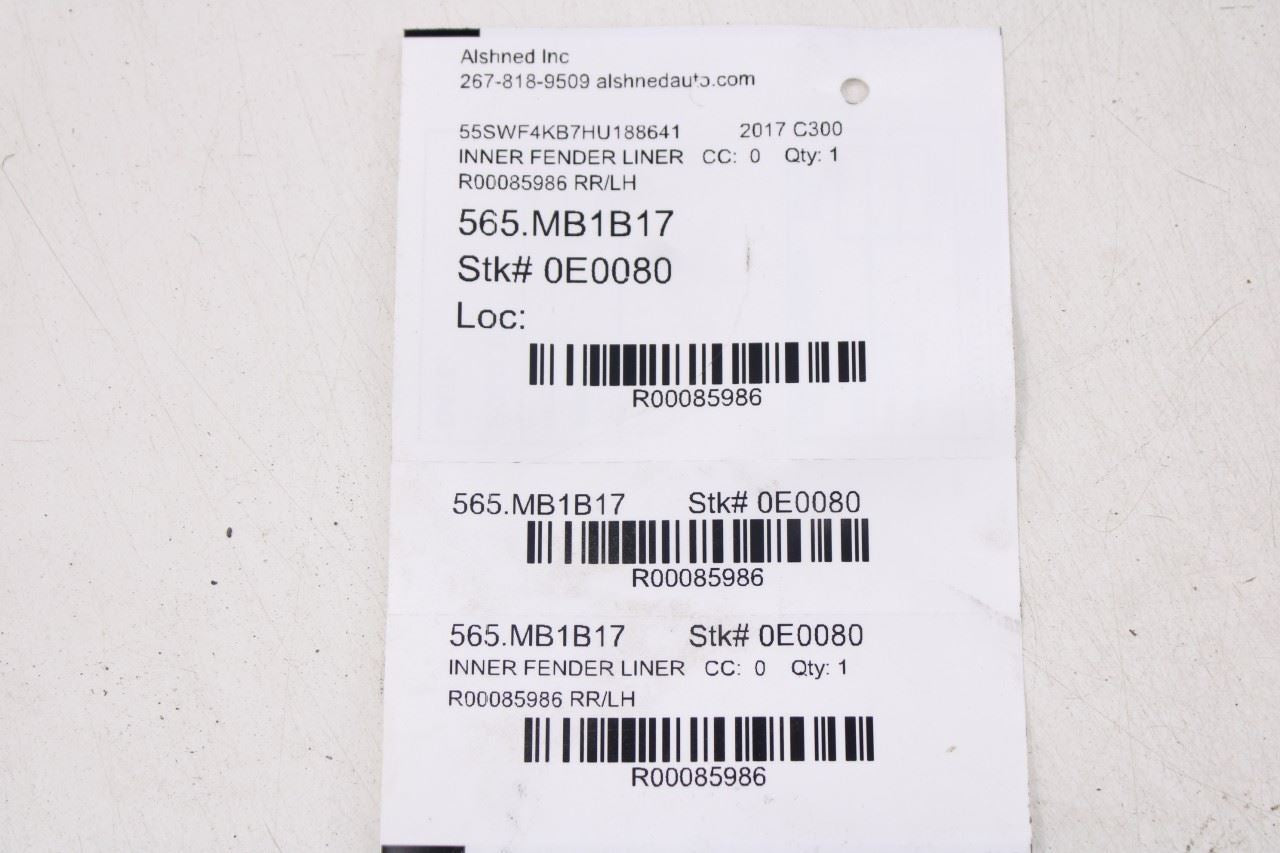 2015-21 Mercedes-Benz C300 4Matic Rear Left Side Wheelhouse Liner Splash Shield12