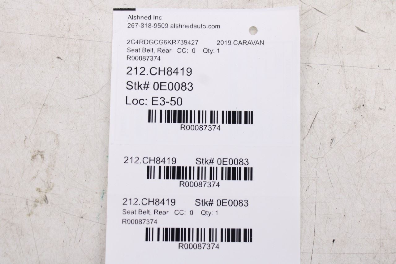 11-20 Dodge Grand Caravan Rear RH Left Side and Center 3rd Row Seat Belt Buckle - Alshned Auto Parts