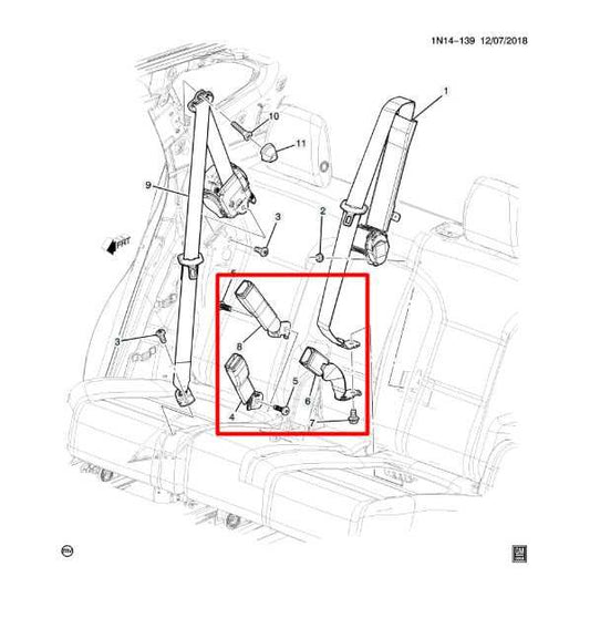 2019-24 Chevrolet Blazer 2LT Rear RH and LH 2nd Row Center Seat Belt Buckle Set - Alshned Auto Parts