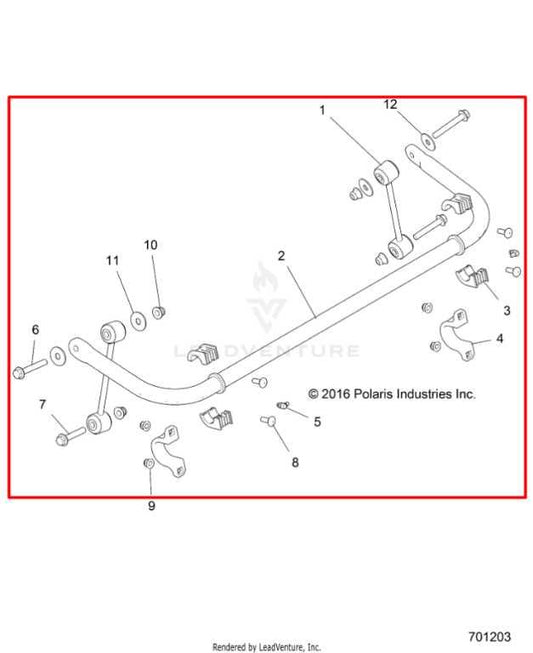 15-23 Polaris RZR XP 1000 1.0L Rear Stabilizer Sway Anti-Roll Bar w/ Linkage Set - Alshned Auto Parts