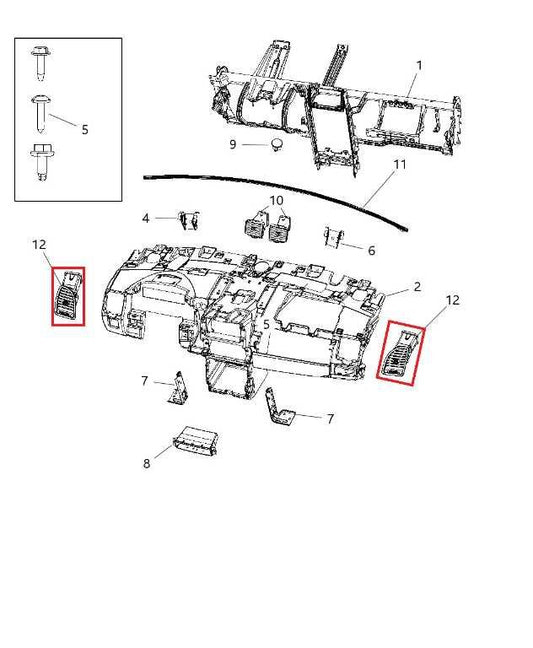 2011-2020 Dodge Grand Caravan GT Dash Right and Left AC Heater Outlet 1QY57DX9AJ - Alshned Auto Parts