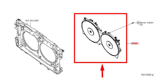 13-16 Nissan Altima S 2.5L Dual Radiator Cooling Fan Motor Assy 21481-3TB0A OEM - Alshned Auto Parts