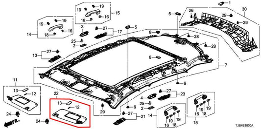 19-21 Acura RDX SH-AWD AWD Front Driver LH Side Sun Visor w/ Illuminated Mirror - Alshned Auto Parts