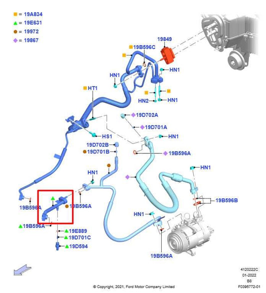 2022-26 Ford Expedition MAX XLT 3.5L 4WD AC Air Conditioner Compressor Line Hose - Alshned Auto Parts