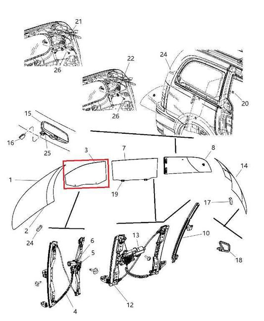 2008-2020 Dodge Grand Caravan GT Front Left Door Window Movable Glass 4894611AB - Alshned Auto Parts