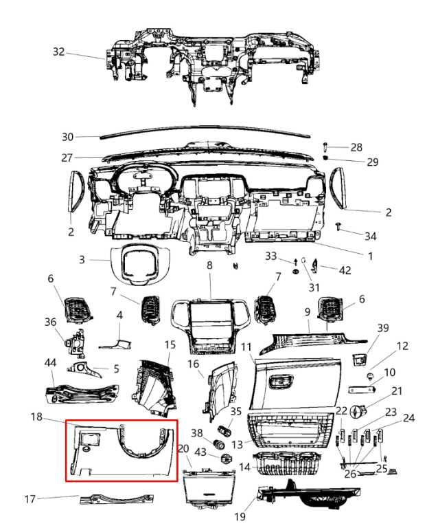 14-19 Jeep Grand Cherokee Summit FR Left Dash Lower Knee Bolster Trim w/ Switch - Alshned Auto Parts