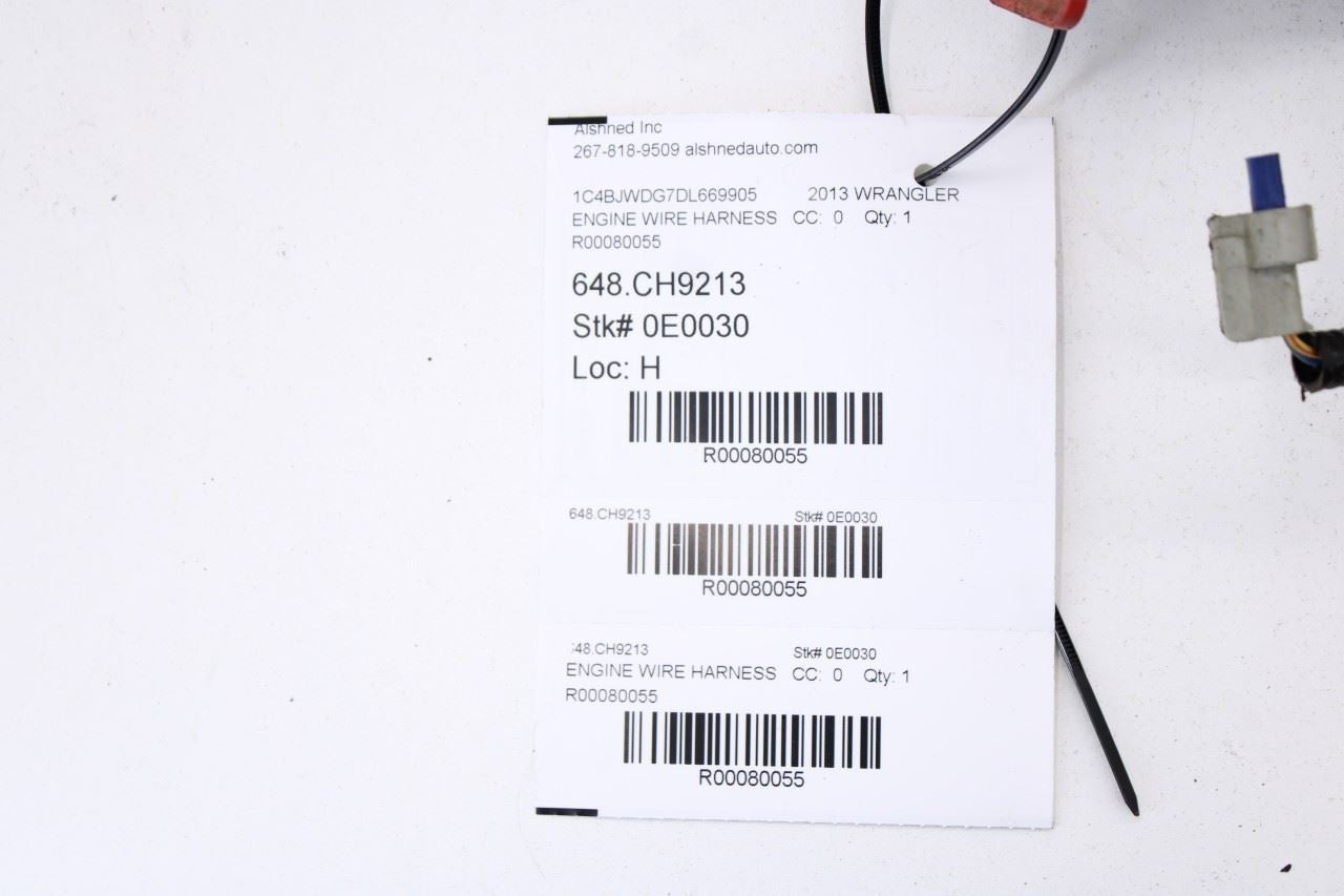 2012-2015 Jeep Wrangler Unlimited Sport 3.6L Engine Wire Harness 68081220AF OEM - Alshned Auto Parts