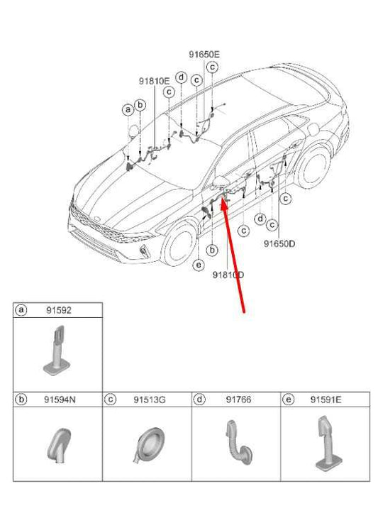 2021-24 Kia K5 GT-Line Front Left Driver Side Door Wire Harness 91603-L3250 OEM - Alshned Auto Parts