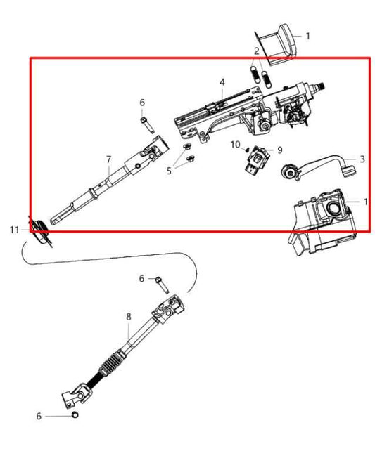 11-18 Jeep Wrangler Unlimited Sport 3.6L Steering Column Assembly 55351275AK OEM - Alshned Auto Parts