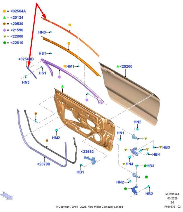2015-2023 Ford Mustang GT Coupe Front Left Upper Roof Molding Weatherstrip Set1