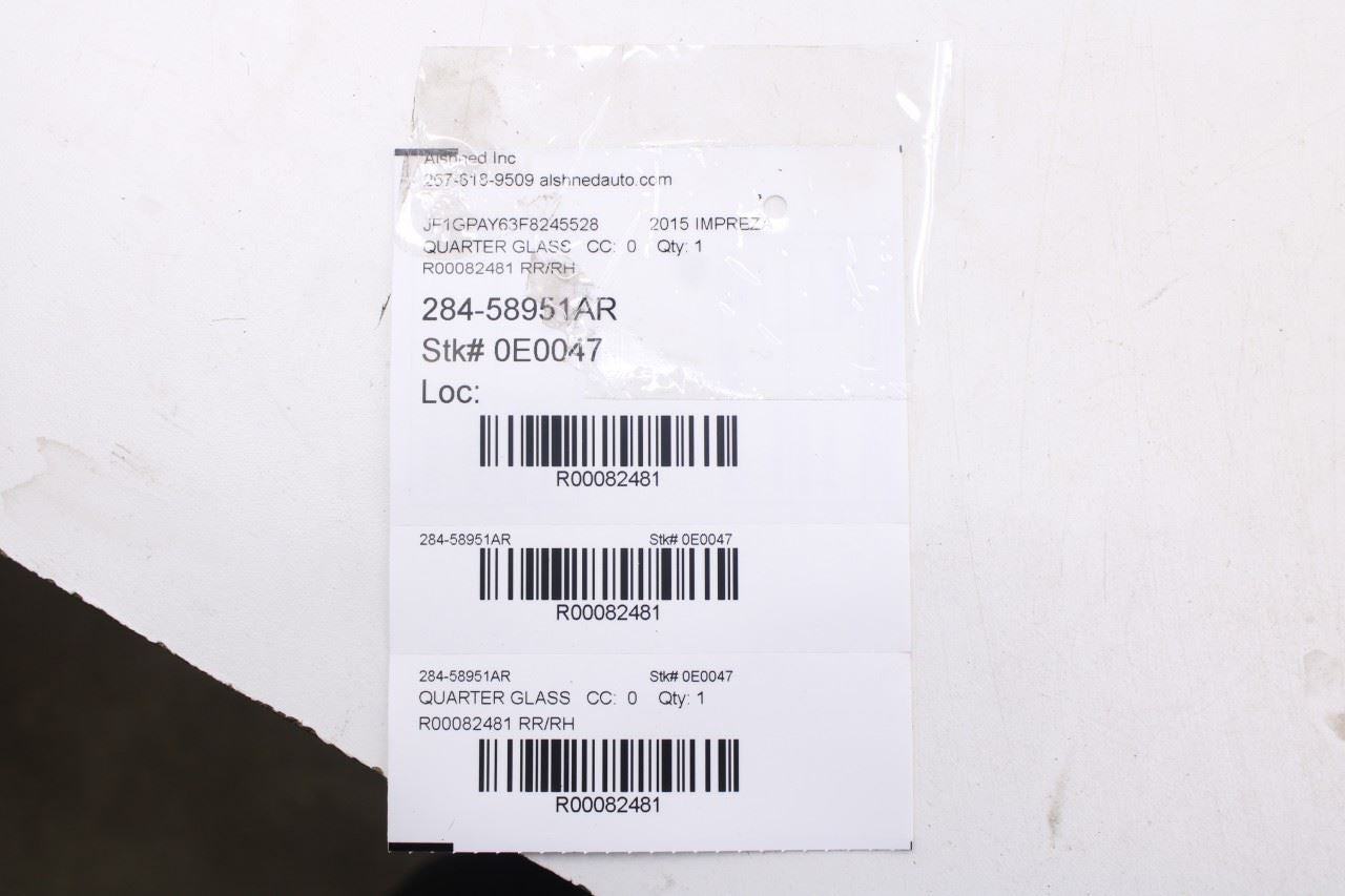 2012-16 Subaru Impreza Sport Premium 2.0L Rear Right Side Door Vent Fixed Glass9