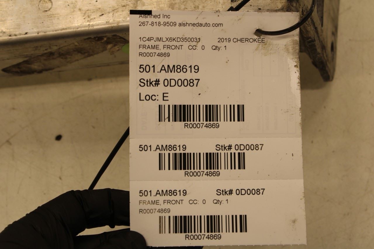 2019-2023 Jeep Cherokee Latitude 4x4 Front Left Frame Lower Load Beam 68320329AD - Alshned Auto Parts