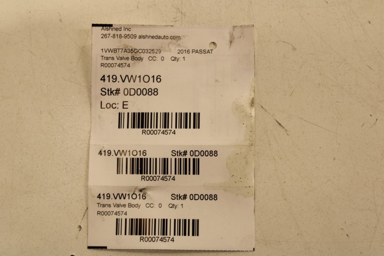 15-17 Volkswagen Passat 1.8L 6-Spd Auto Transmission Valve Body 99K 09G325039F - Alshned Auto Parts