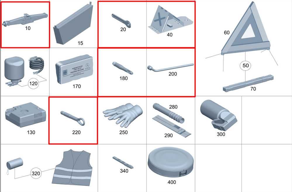 06-11 Mercedes-Benz ML350 4Matic Lift Jack and Tool Kit w/ Foam Holder Container - Alshned Auto Parts