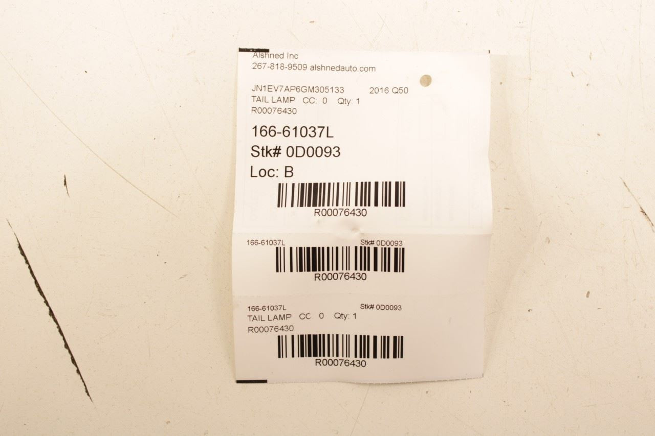 2015-2018 Infiniti Q50 Premium Rear Left Driver Side Tail Light Lamp 26555-4HB1C - Alshned Auto Parts