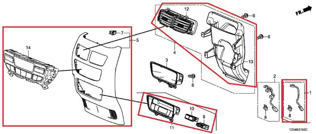 2017 Acura MDX w/Tech Pkg Rear Center Console End Cap Back Panel 83419-TZ5-A01ZB1
