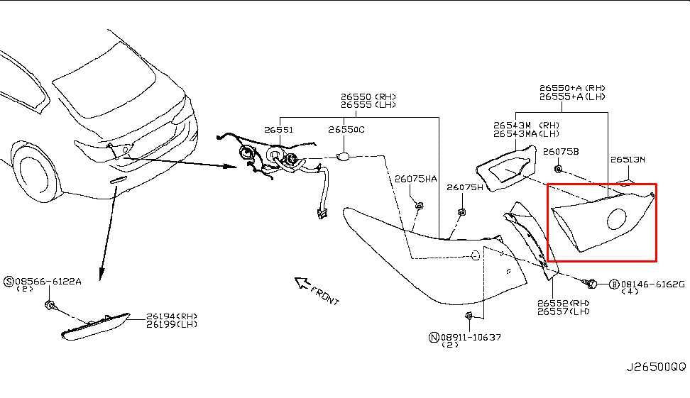 2015-2018 Infiniti Q50 Premium Rear Left Driver Side Tail Light Lamp 26555-4HB1C - Alshned Auto Parts