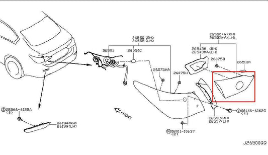 2015-2018 Infiniti Q50 Premium Rear Left Driver Side Tail Light Lamp 26555-4HB1C - Alshned Auto Parts