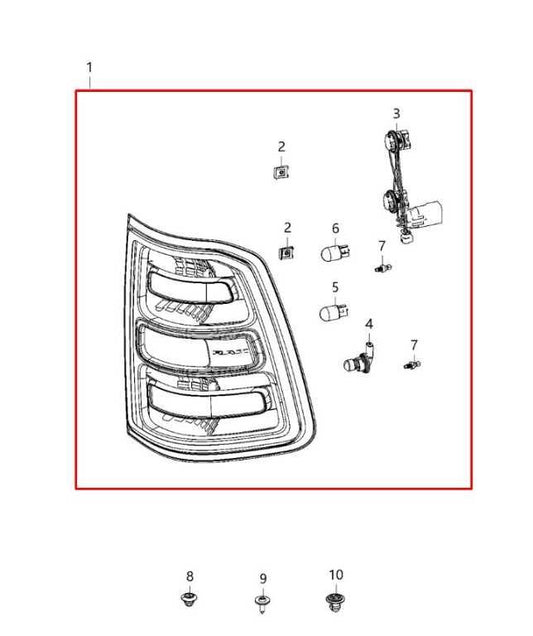 2019-2024 RAM 1500 Big Horn Rear Left Driver Side Tail Light Lamp 55112989AE OEM - Alshned Auto Parts