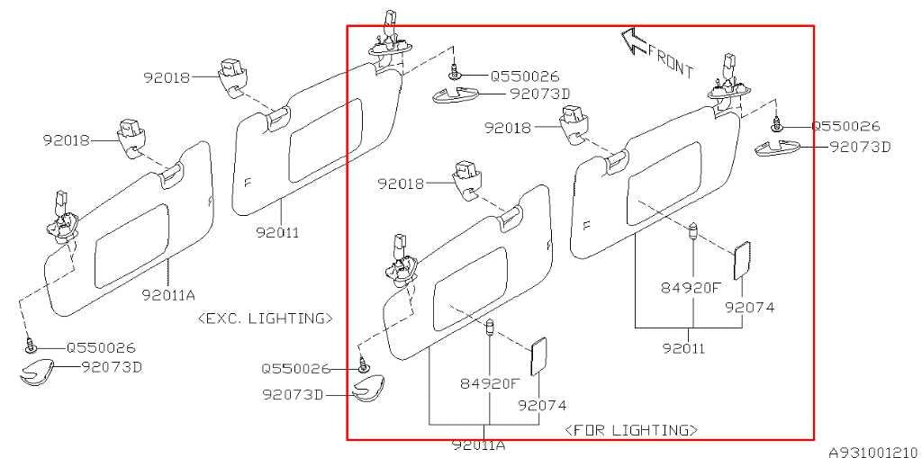 17-23 Subaru Impreza Limited Front RH and LH Sun Visor Set w/ Illuminated Mirror1