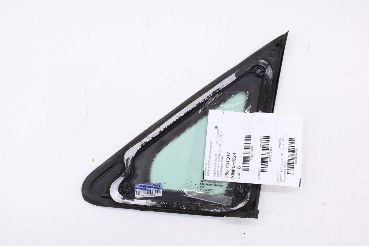 2011-2020 Toyota Sienna LE Front Right Side Door Quarter Vent Fixed Window Glass - Alshned Auto Parts