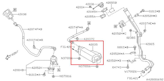 2019-21, 24-25 Subaru Ascent Fuel Vapor Evaporator Emission Canister 42035XC00A - Alshned Auto Parts