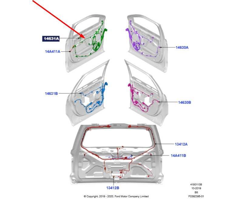 2020 Ford Expedition Max XLT Front Left Side Door Wire Harness LL1T-14631-UB OEM1