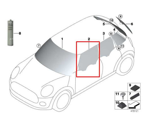 2014-25 Mini Cooper Front Passenger Right Side Door Window Glass 51-33-7-320-286 - Alshned Auto Parts